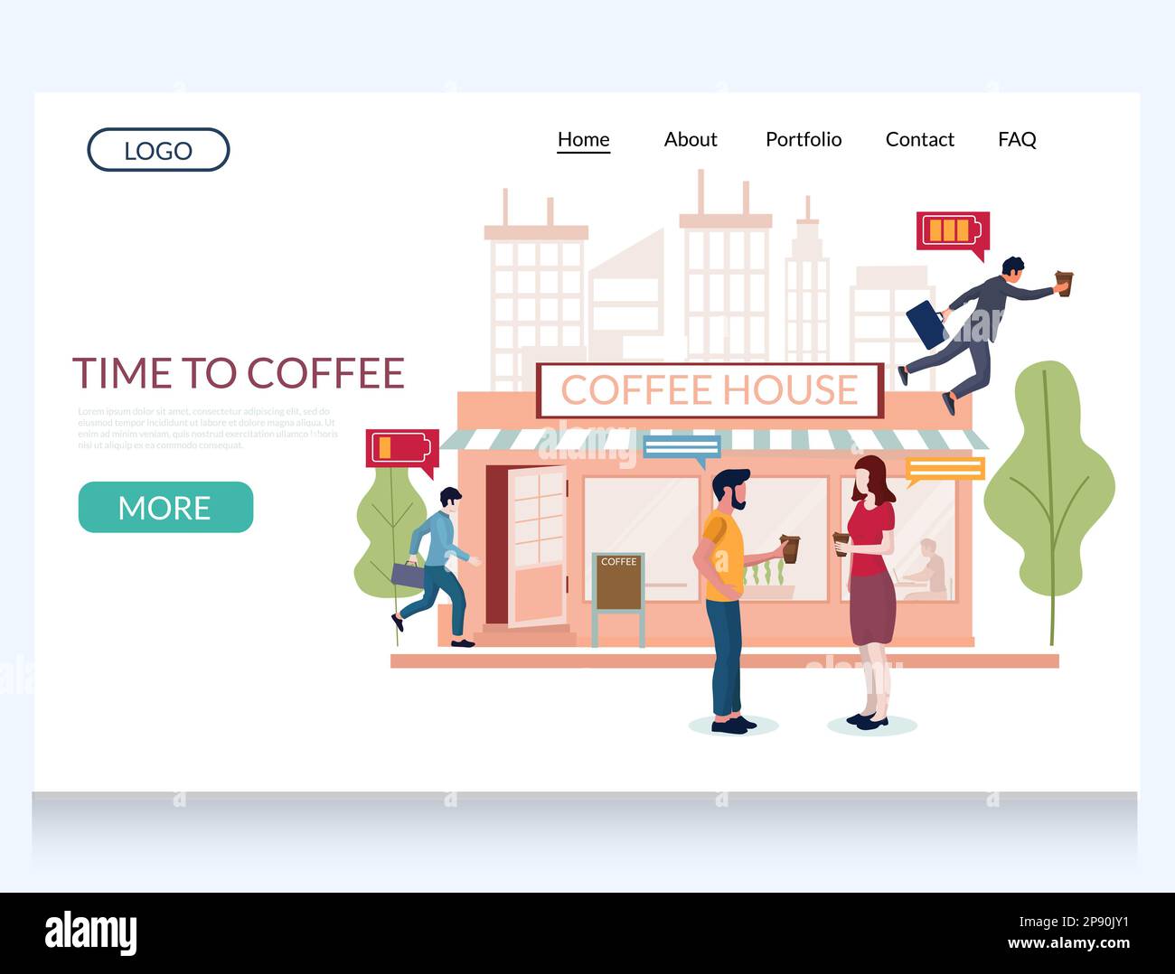 Time to coffee vector website landing page design template Stock Vector ...