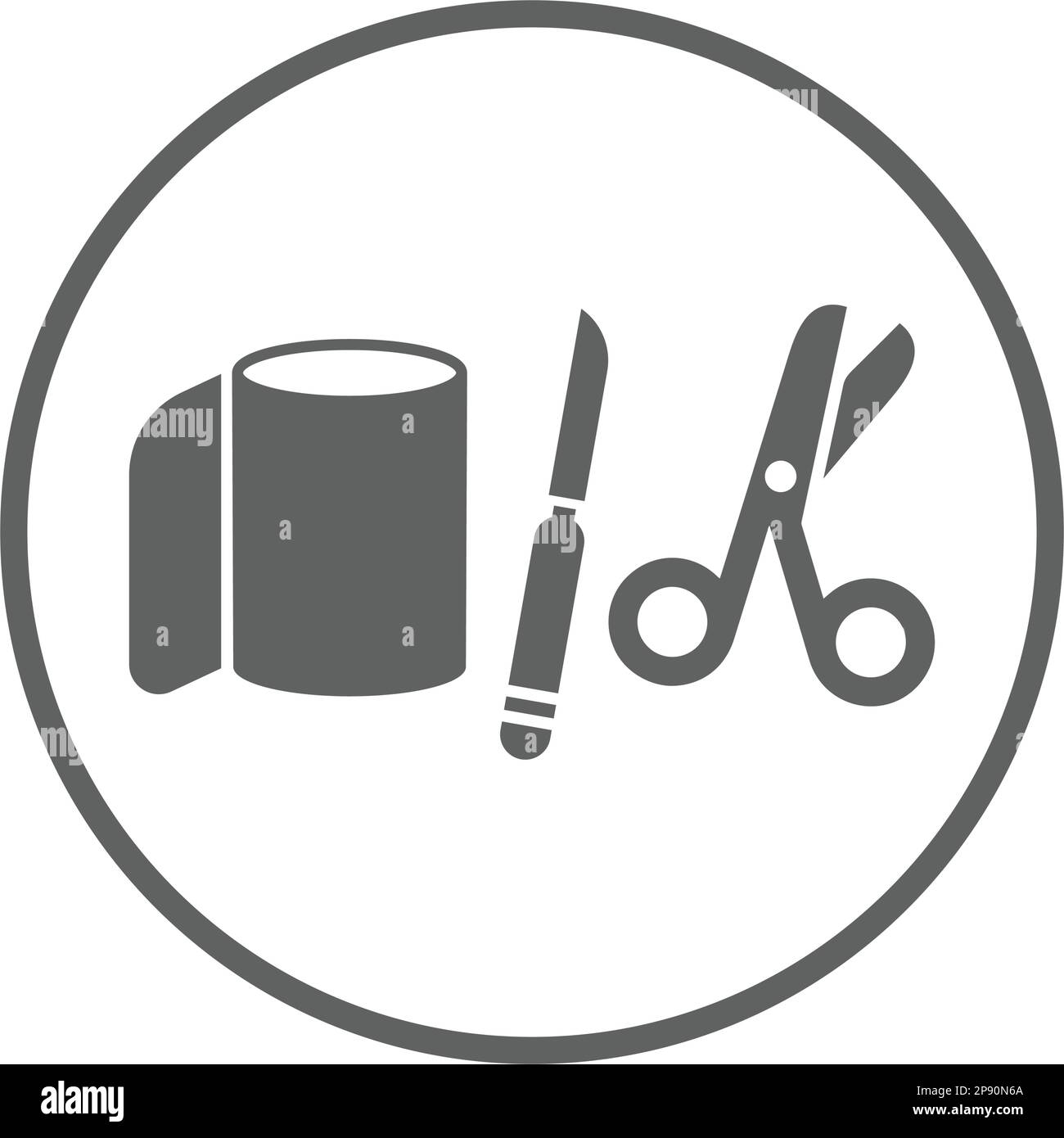 Medical knife, scissors, Bandage icon, vector graphics for various use. Stock Vector