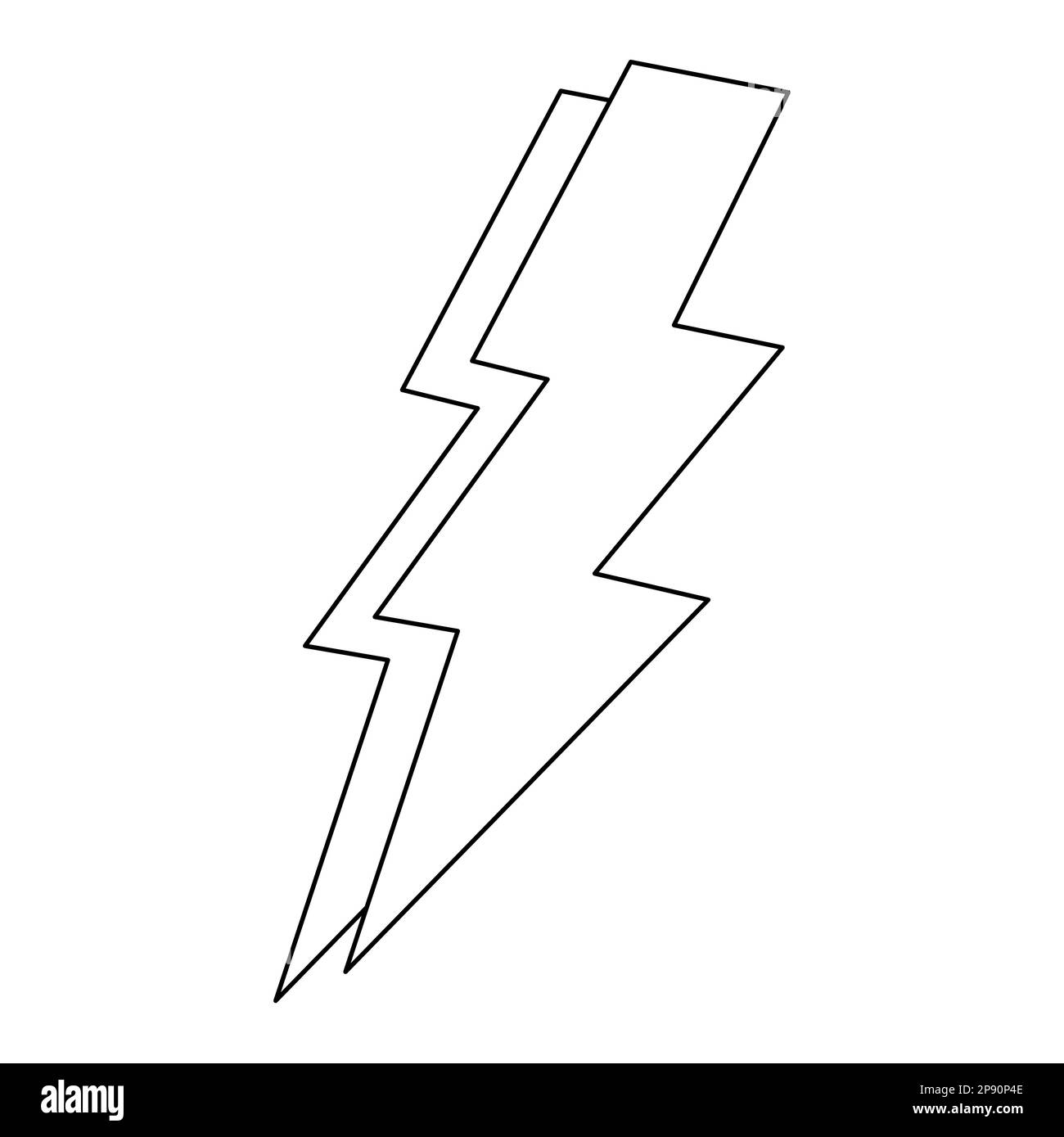 Lightning bolt icon, doodle style flat vector outline illustration for kids coloring book Stock Vector