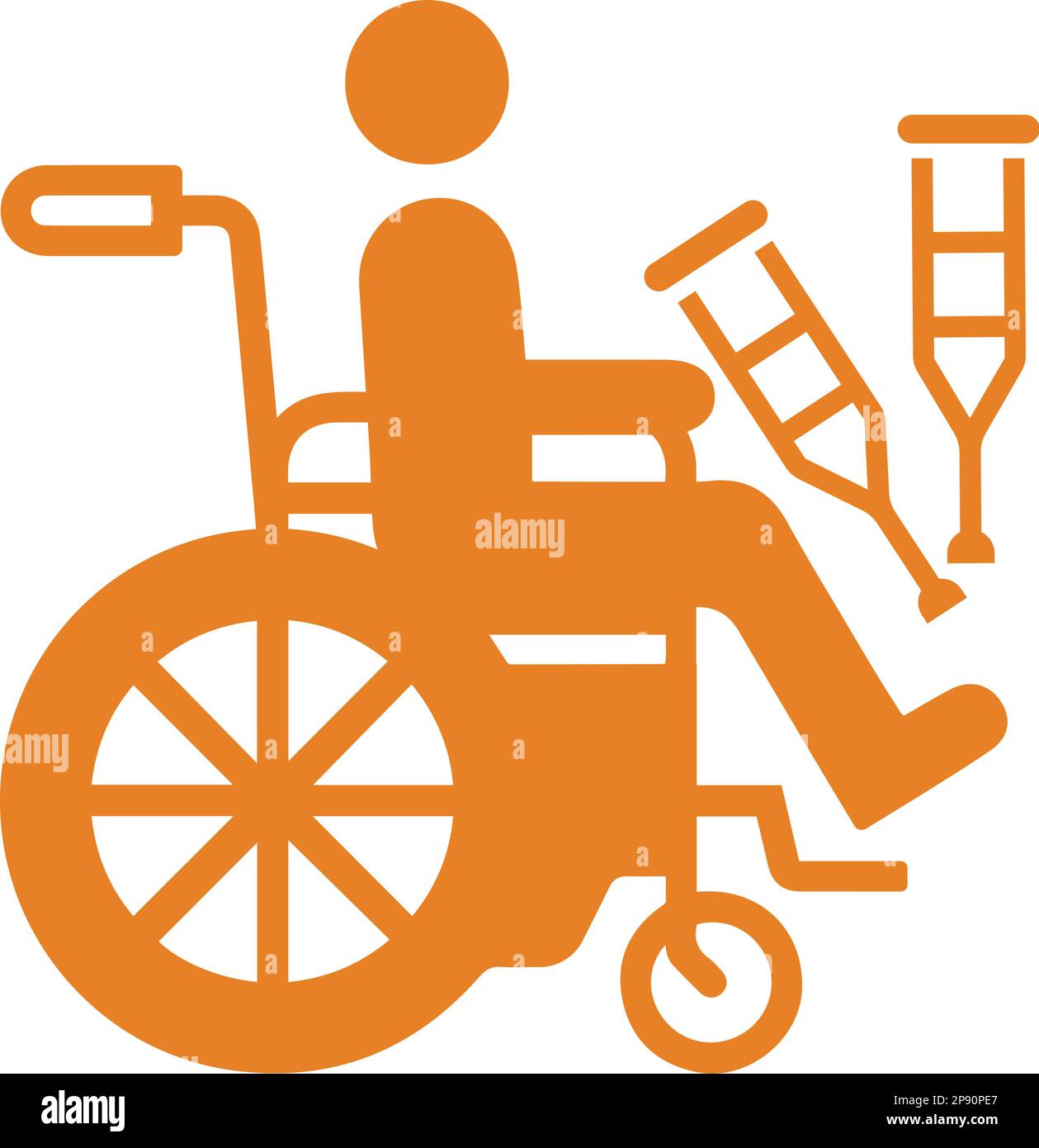 Crutches and wheelchair icon. Perfect use for print media, web, stock images, commercial use or any kind of design project. Stock Vector