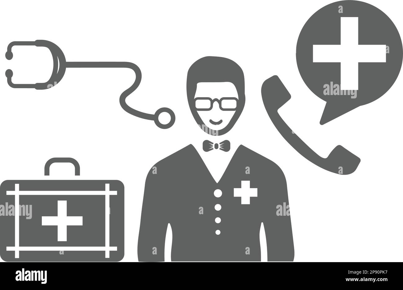 Ask a medical specialist / Calling doctor icon, vector graphics for ...