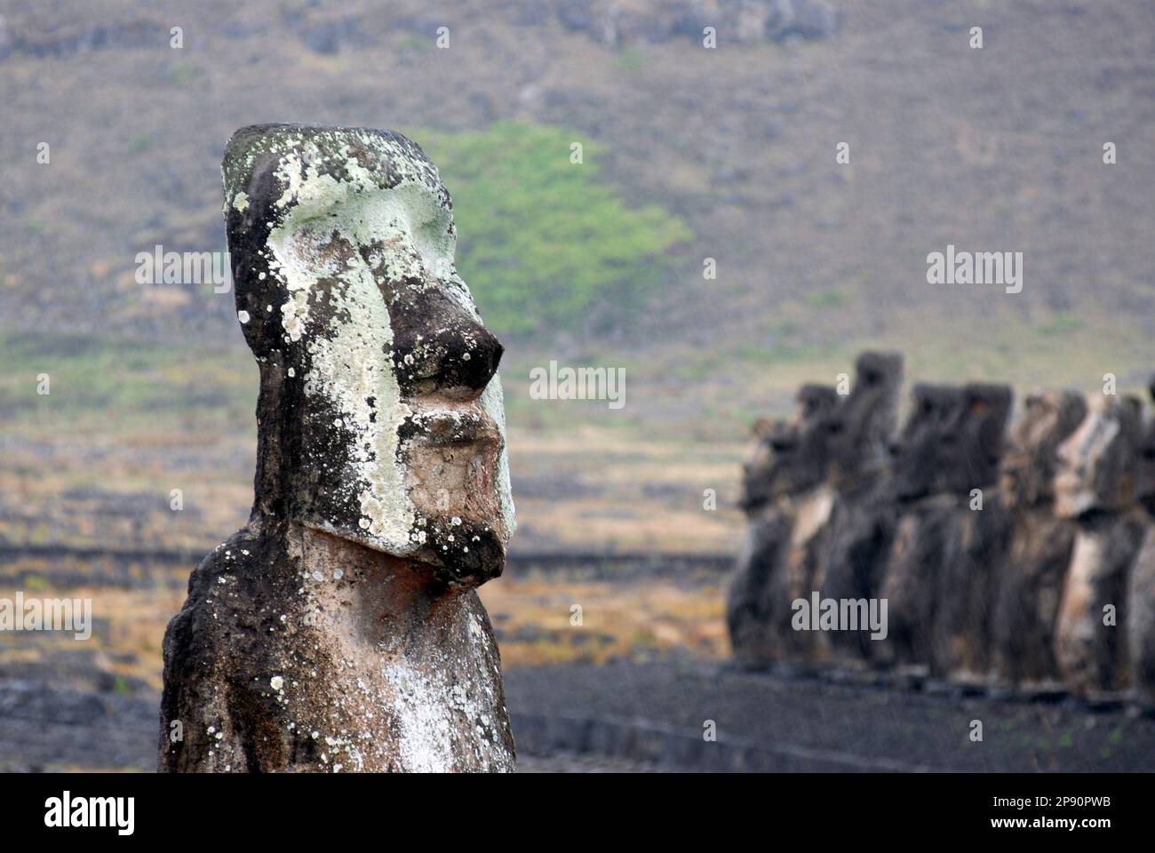 Moai at Ahu Tongariki. located in Hanga Nui, on the southeast coast of