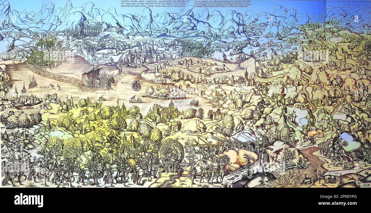 Die Landschaften um den Bodensee, Deutschland, am Ende des 15. Jahrhunderts, Historisch, digital restaurierte Reproduktion von einer Vorlage aus dem 19. Jahrhundert Stock Photo