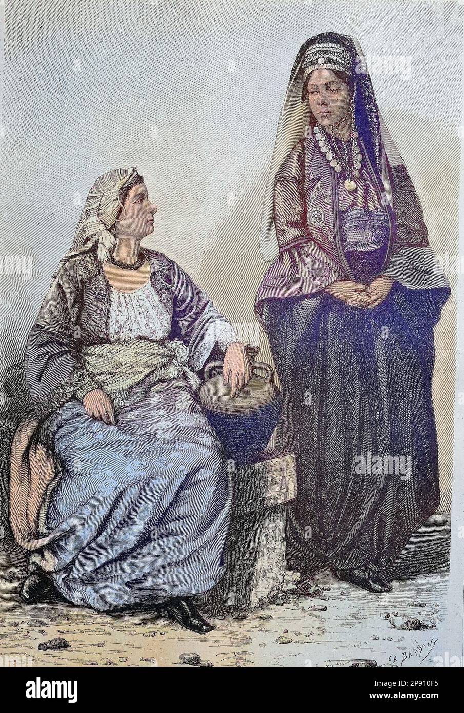 christliche Frauen in Syrien, Tripoli, Historisch, digital restaurierte Reproduktion von einer Vorlage aus dem 19. Jahrhundert Stock Photo