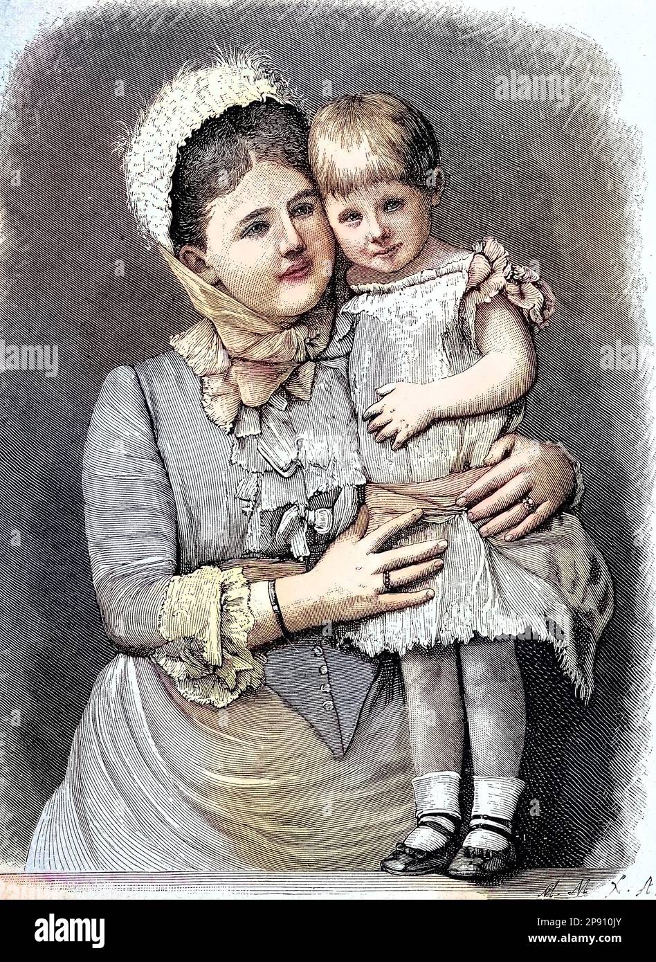 Adelheid Emma Wilhelmina Theresia von Waldeck und Pyrmont, 1858 - 1934, war Königin der Niederlande und Großherzogin von Luxemburg mit ihrem einzigen Kind, der späteren Königin Wilhelmina, Historisch, digital restaurierte Reproduktion von einer Vorlage aus dem 19. Jahrhundert Stock Photo