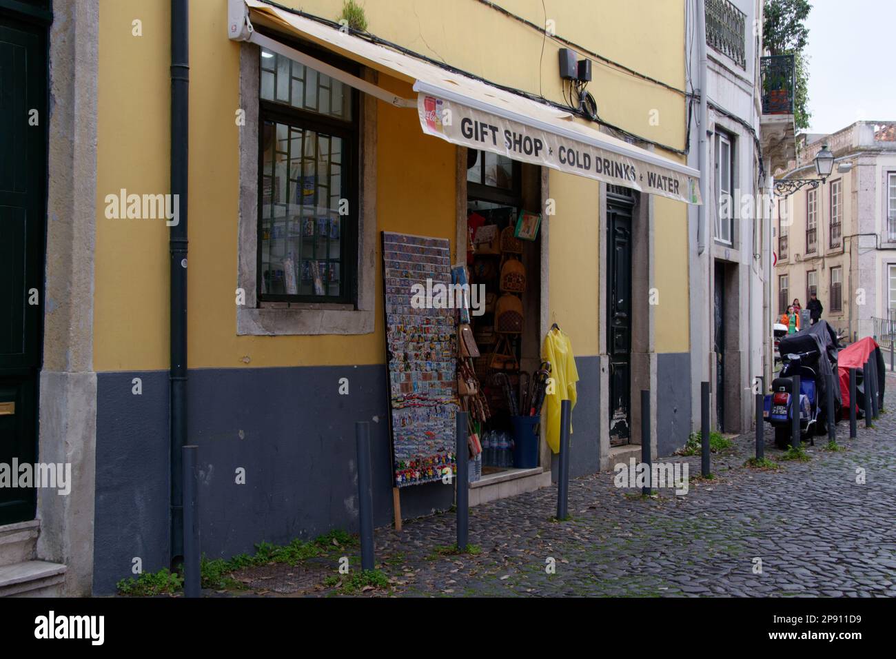 Lisbon - a typical Street in a Lisbon neighbourhood at a quiet time of ...