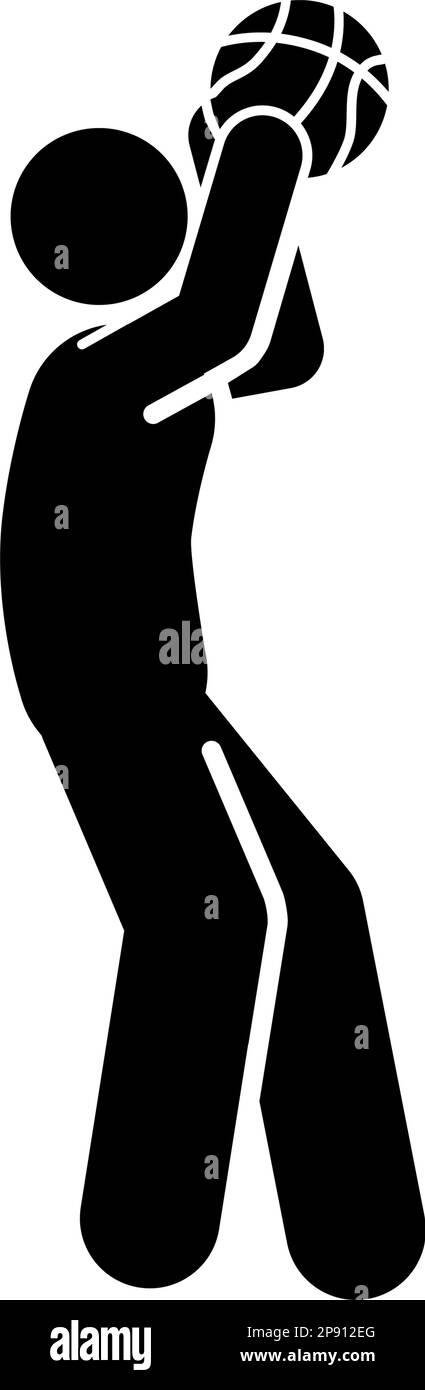 Basketball player black simple icon on white background. Vector ...