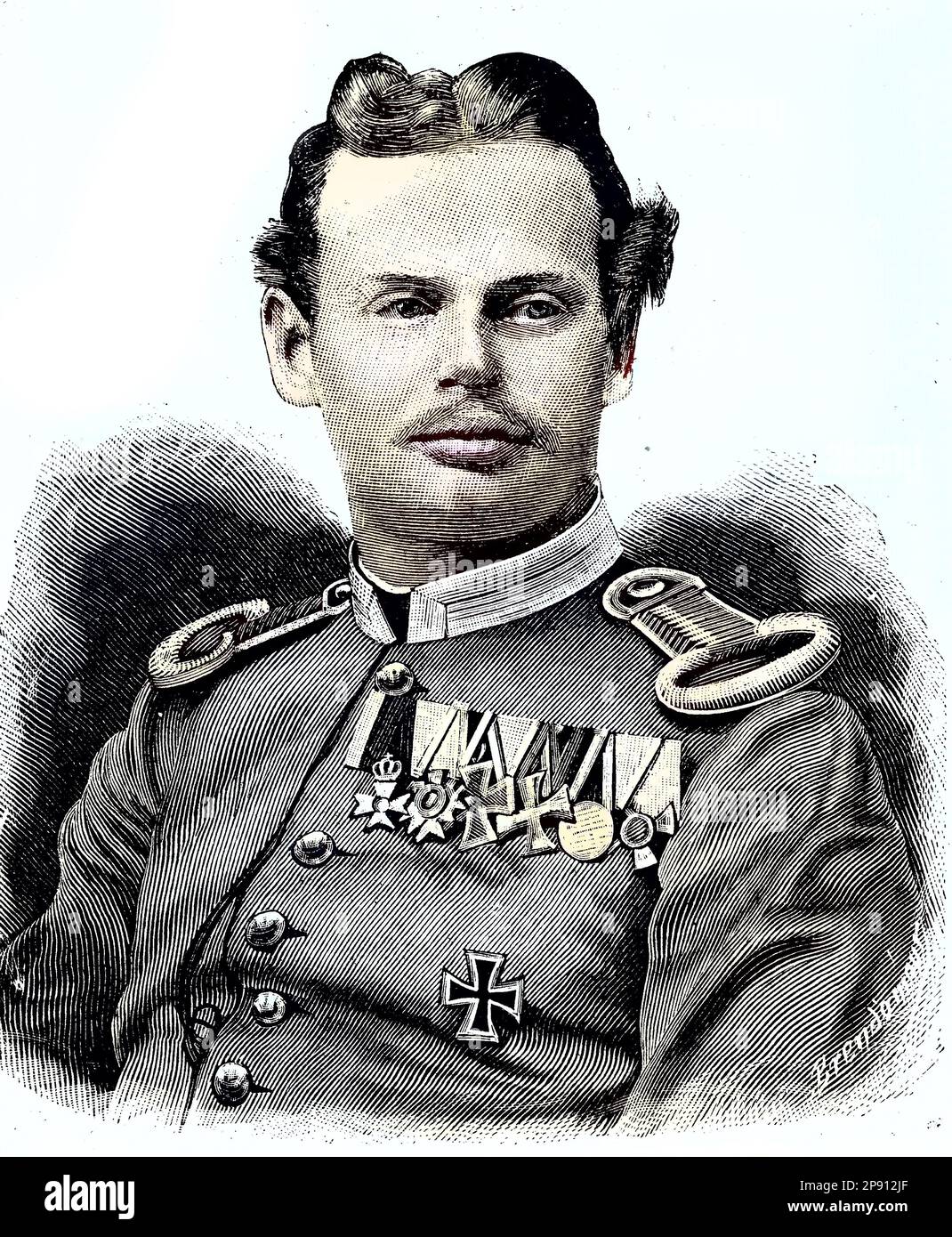 Militärpersonen im Deutsch-Französischen Krieg 1870 - 1871, Prinz Leopold Maximilian Joseph Maria Arnulf, Prinz von Bayern, 9. Februar 1846 - 28. September 1930, war ein Feldmarschall, Historisch, digital restaurierte Reproduktion von einer Vorlage aus dem 19. Jahrhundert Stock Photo