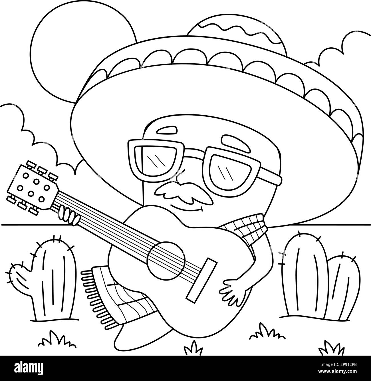 Cinco de Mayo Jalapeno Coloring Page for Kids Stock Vector Image & Art ...
