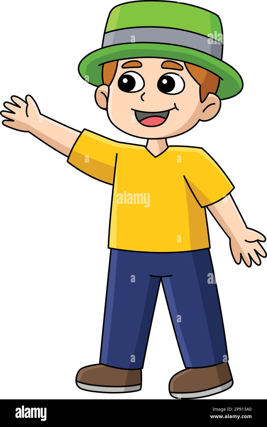Happy Boy with a Hat Cartoon Colored Clipart Stock Vector Image & Art ...