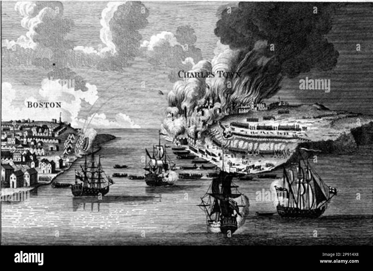 View of the Attack on Bunker's Hill with the Burning of Charlestown by