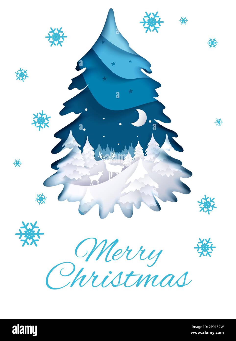 Merry Christmas and Happy New Year greeting card vector template Stock ...