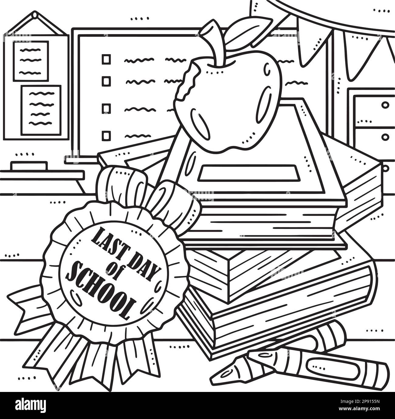 Last Day Of Pre K Books Apple Coloring Page Stock Vector Image Art pin-on-quick-saves