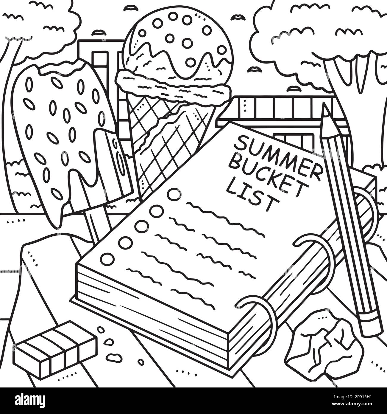 Last Day of Pre K Summer Bucket List Coloring Page Stock Vector Image & Art Alamy