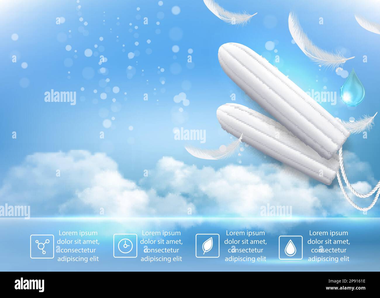 Comfortable soft and light hygiene tampons vector advertising poster