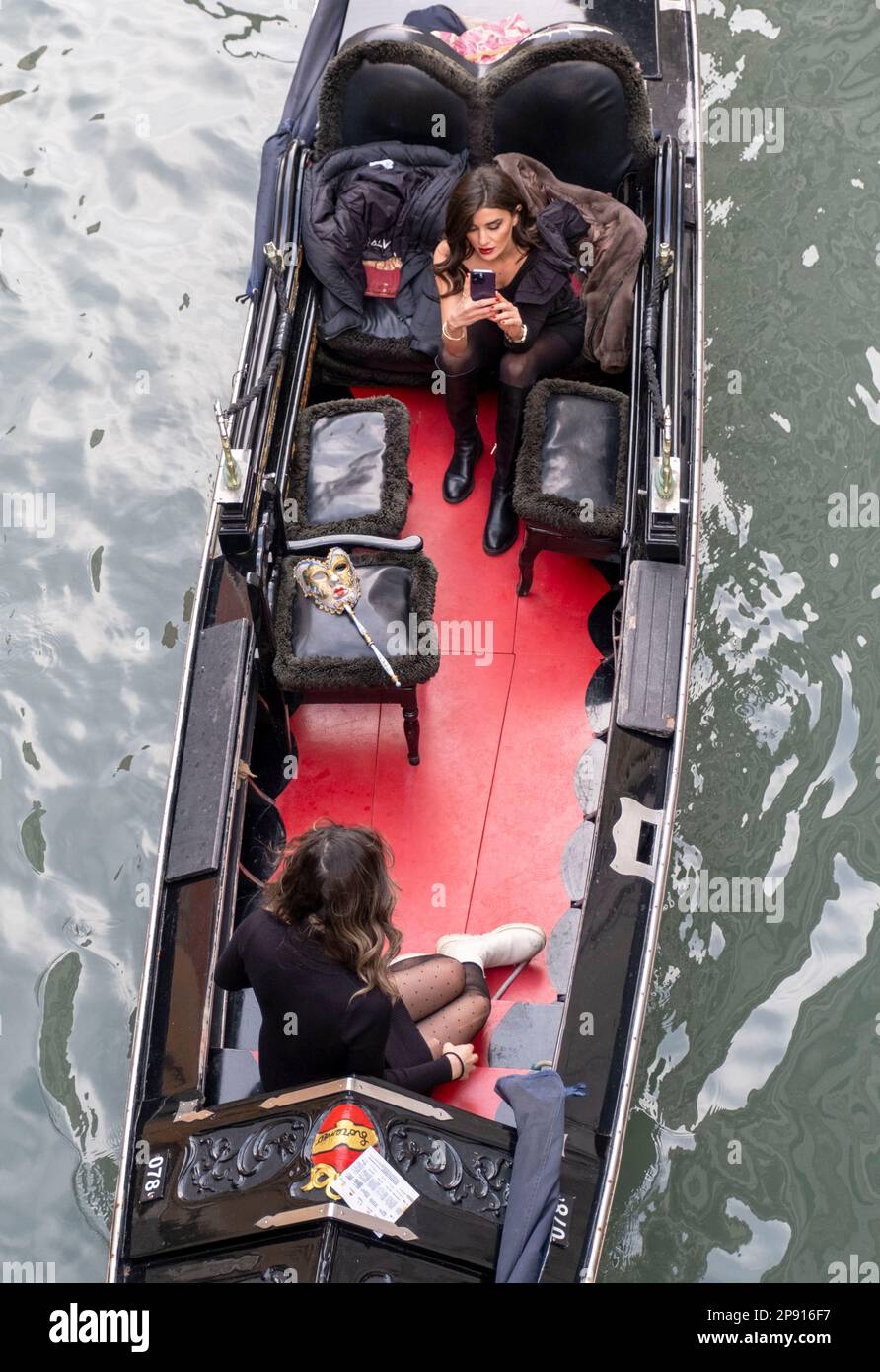 Two women in a Gondola, Venice, Italy Stock Photo