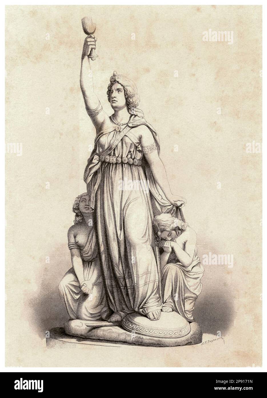 Queen Boadicea (Boudica), steel engraving by Albert Henry Payne, before 1902 Stock Photo