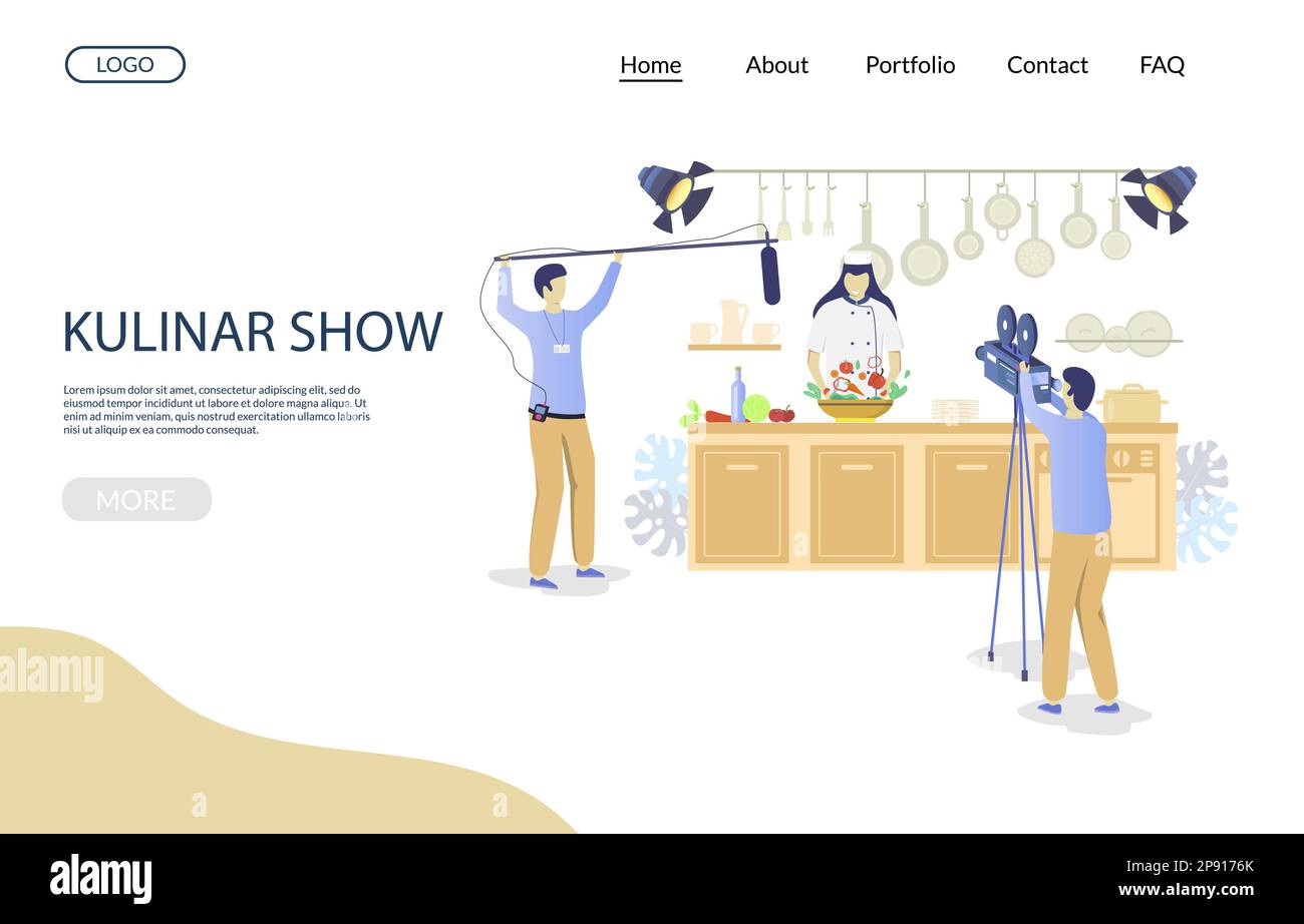 Kulinar show vector website landing page design template Stock Vector