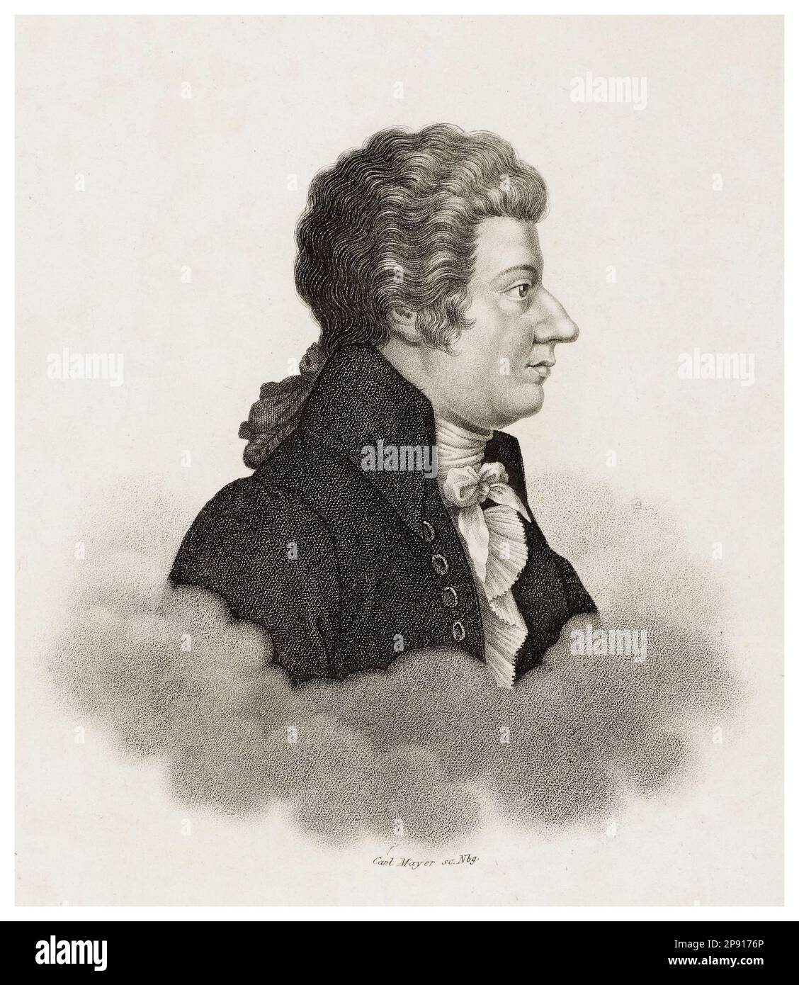 Wolfgang Amadeus Mozart (1756-1791), Composer, portrait engraving by Carl Mayer, 1813-1868 Stock Photo