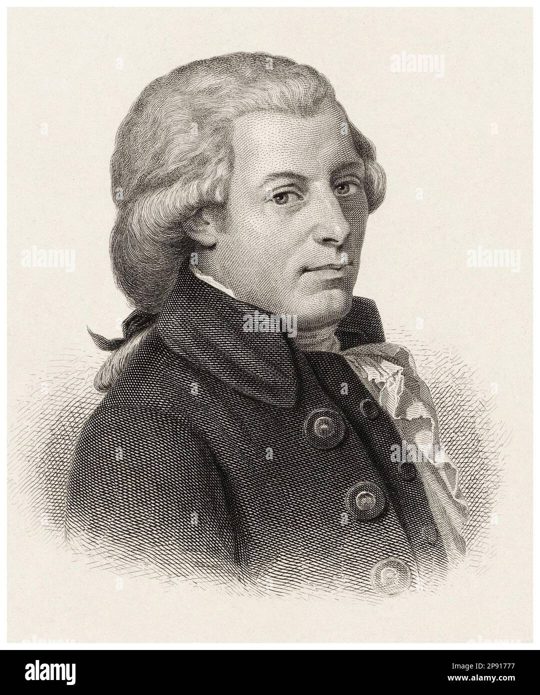 Wolfgang Amadeus Mozart (1756-1791), Composer, portrait engraving after Wilhelm Tischbein, 1801-1833 Stock Photo