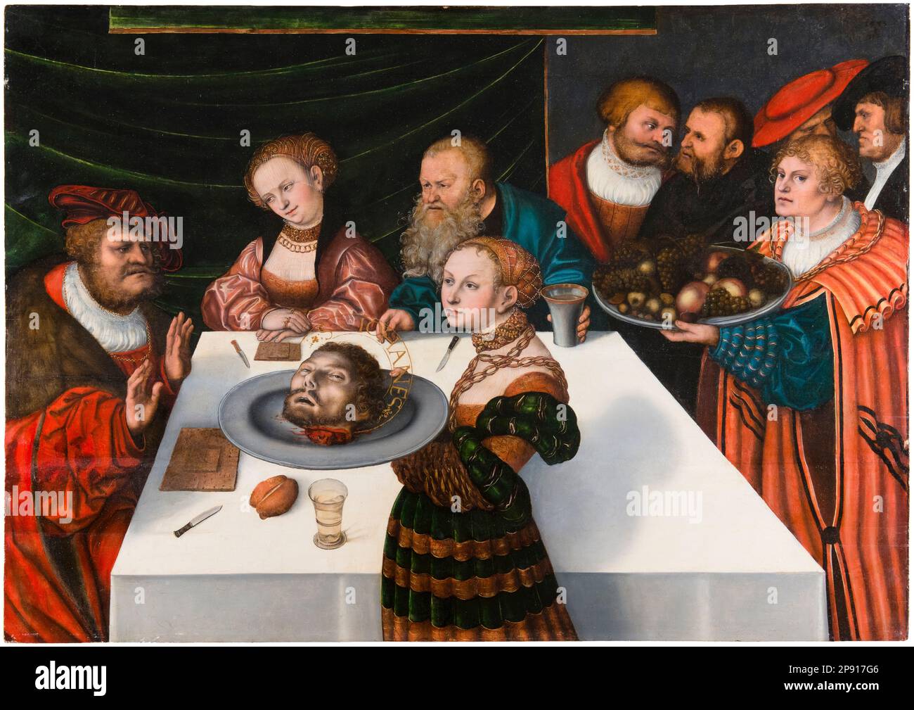 Lucas Cranach the Elder, The Feast of Herod, painting in mixed media