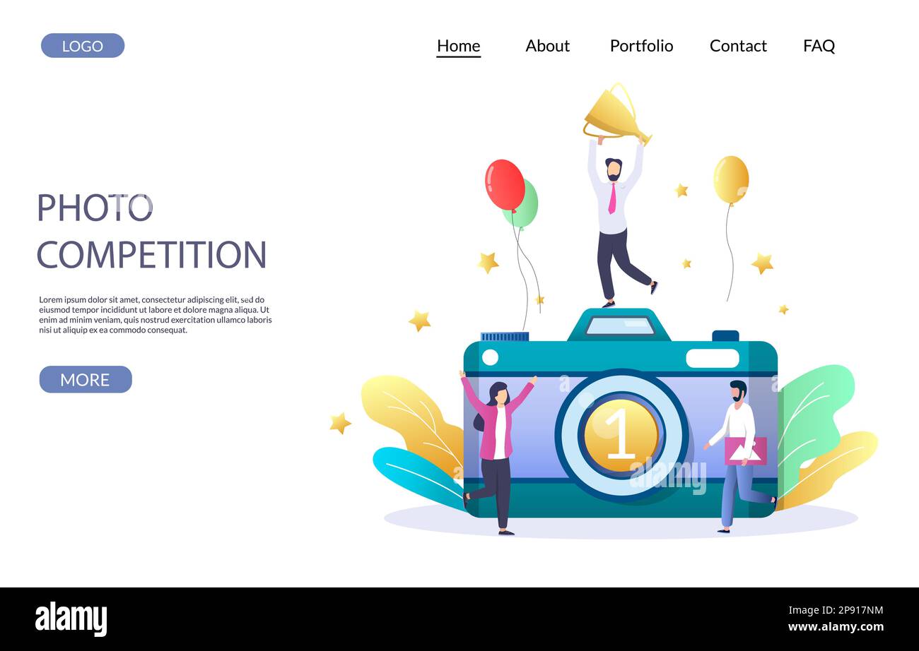 Photo competition vector website landing page design template Stock ...