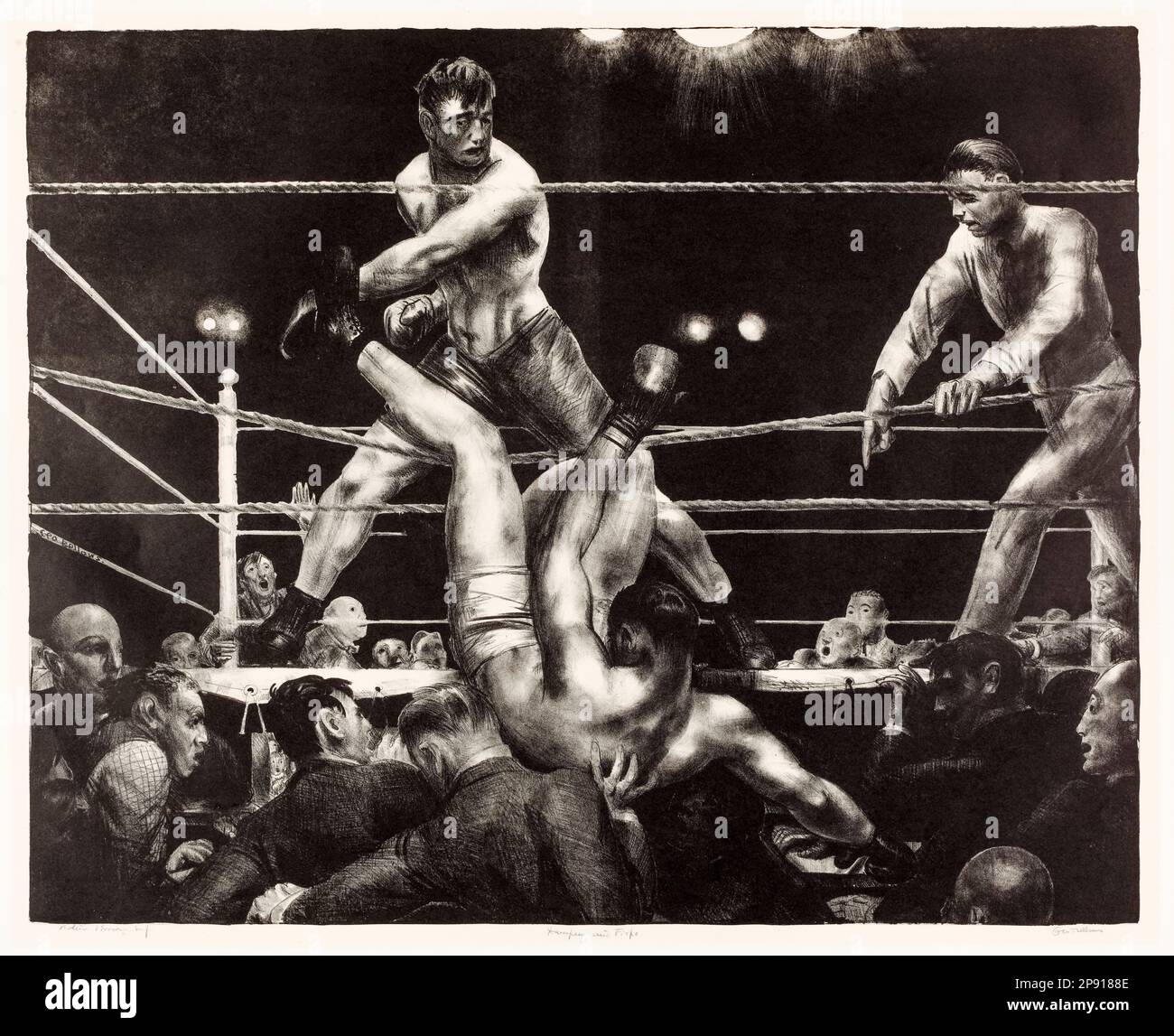 George Bellows, Dempsey and Firpo (Boxing), lithographic print, 1923-1924 Stock Photo