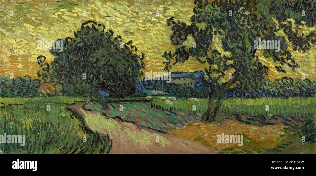 Landscape at twilight (June 1890 - 1890) by Vincent van Gogh Stock Photo