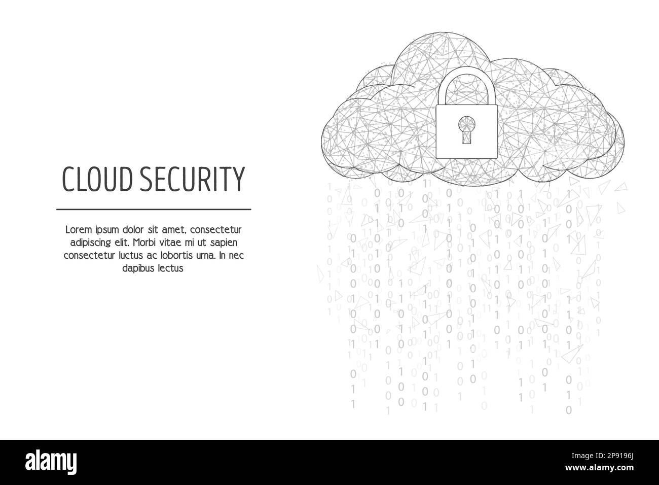 Cloud security web banner template, vector polygonal art style illustration Stock Vector