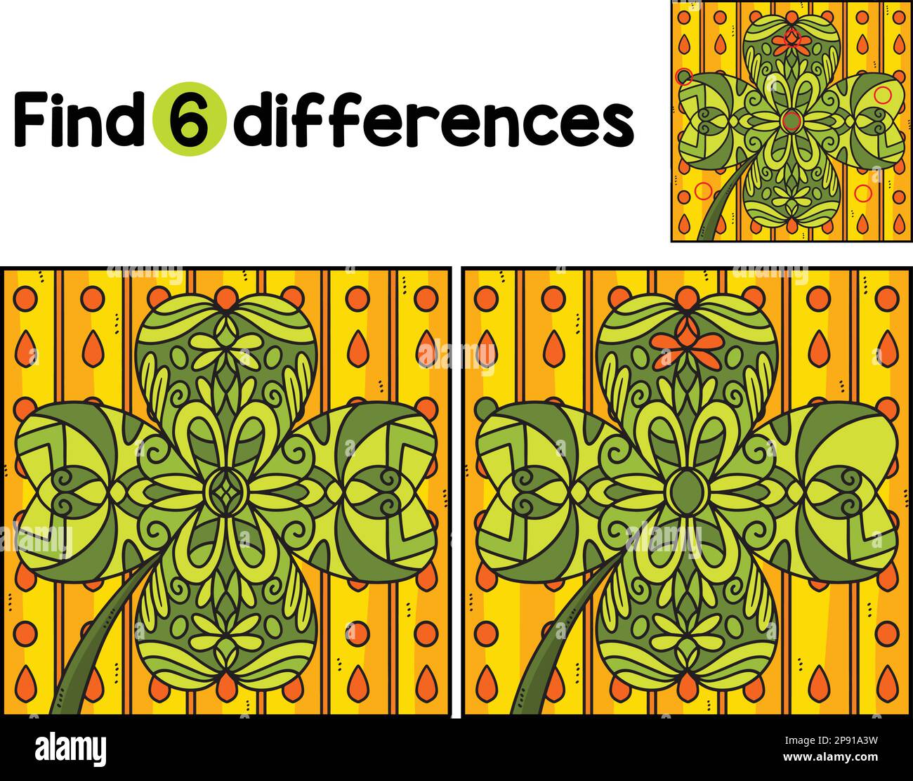 Shamrock mandala find the differences stock vector image art alamy