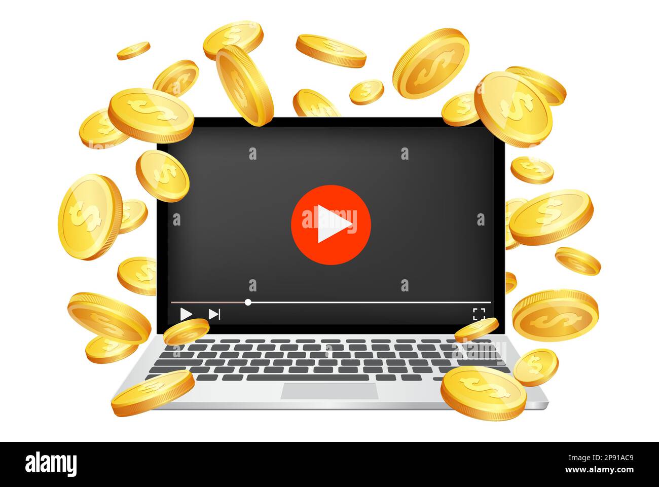 Video monetization vector concept for web banner, website page Stock Vector