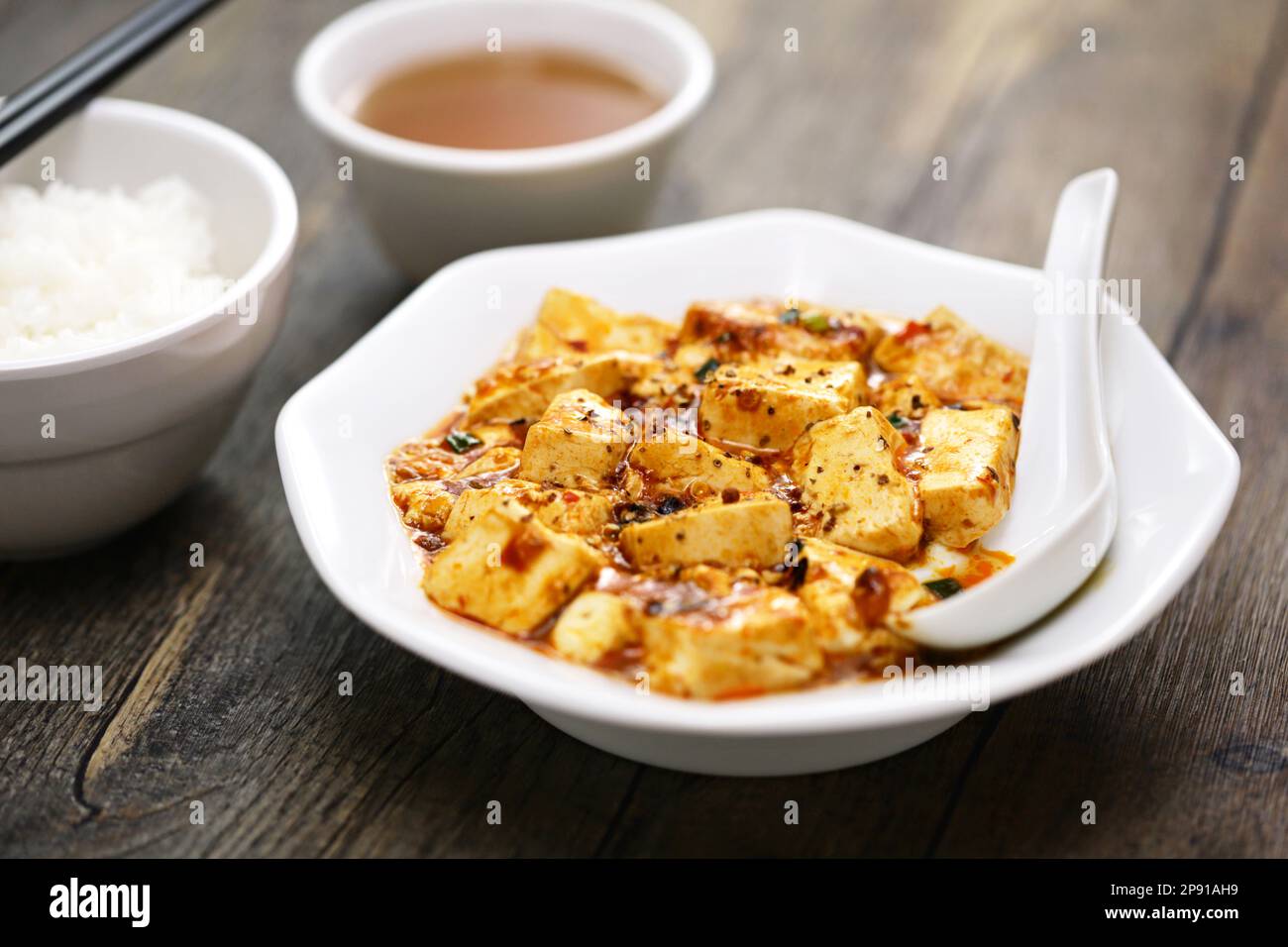 mala tofu ( numbing and spicy bean curd), Chinese Sichuan food Stock