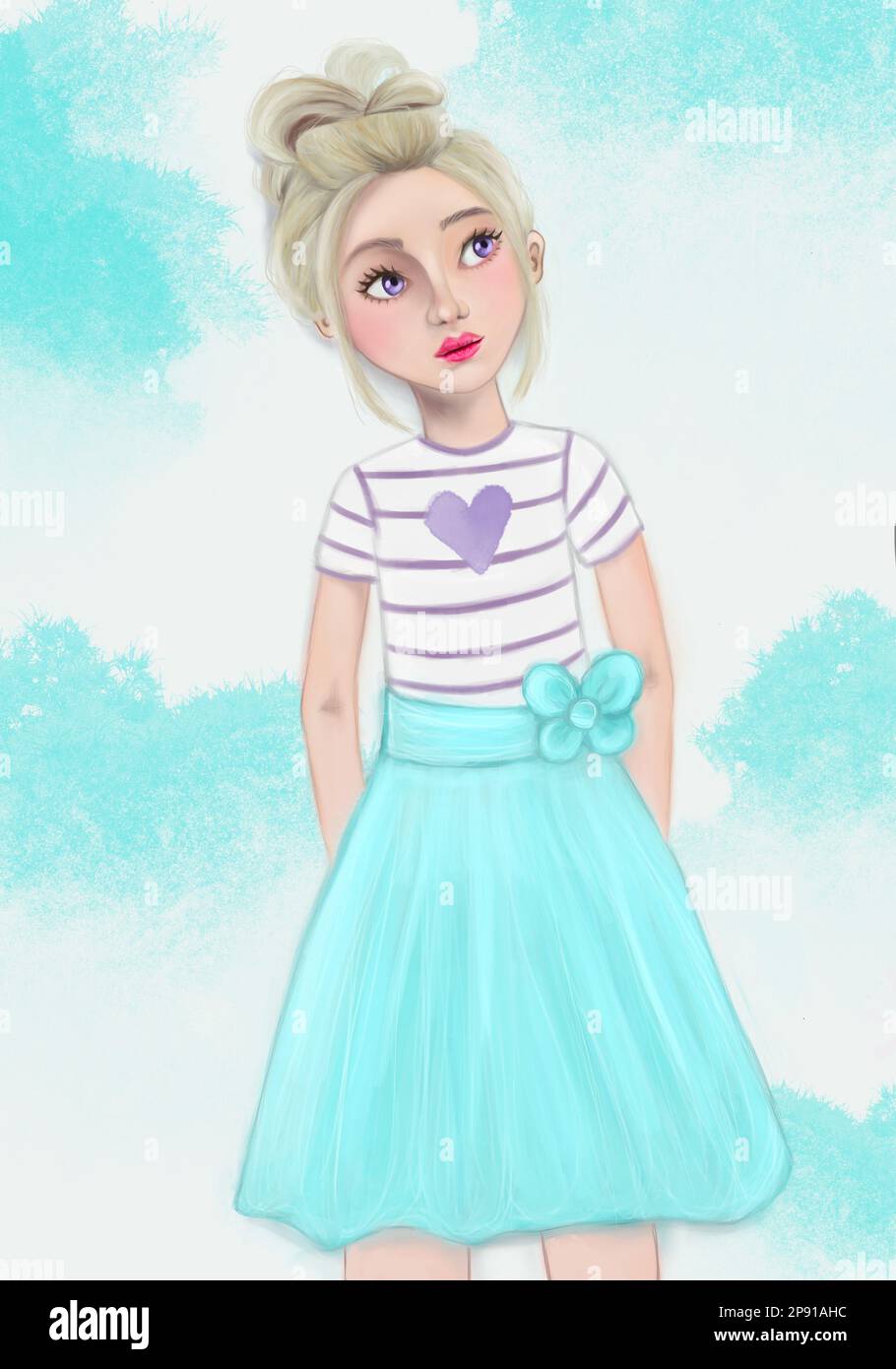 Cute illustration Girl Child. Digital illustration. Digital painting