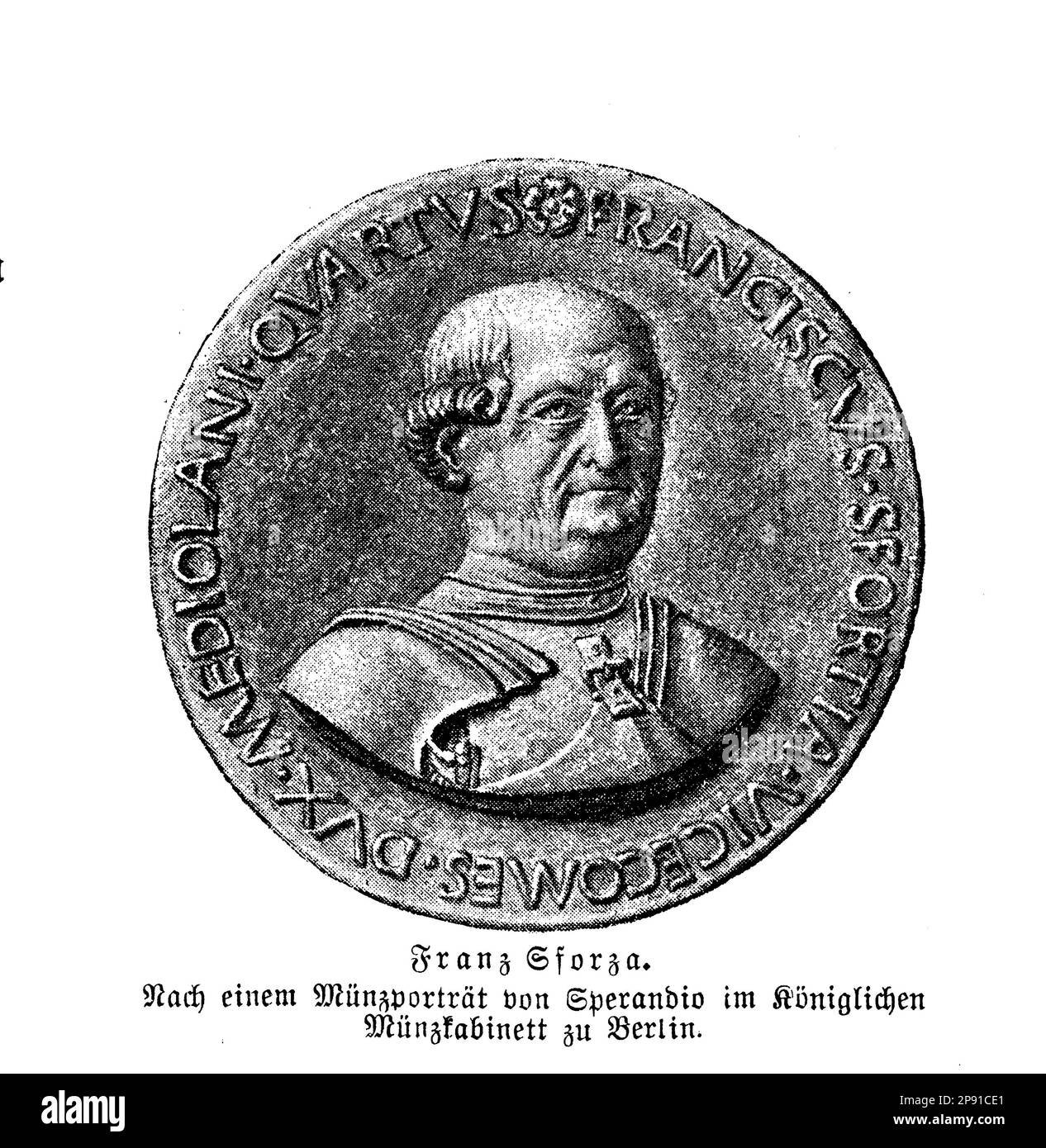 Francesco Sforza was an Italian condottiero and Duke of Milan who played a key role in the Italian Renaissance. He rose to power through military conquests and was known for his skill as a general and his patronage of the arts. He established a stable and prosperous rule in Milan, making it a center of Renaissance culture Stock Photo