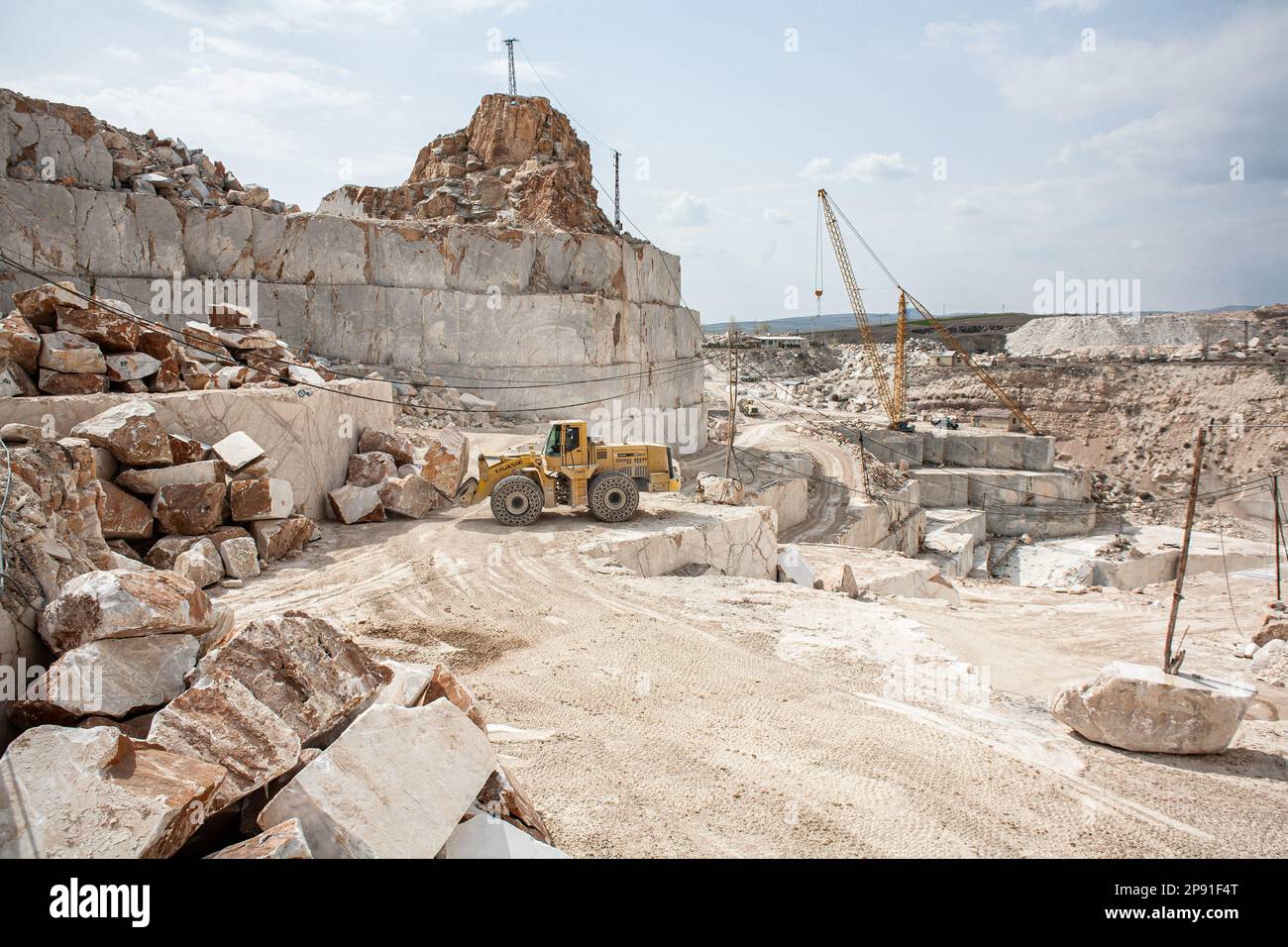 Quarry In Construction Large construction machines make it possible to transport blocks. The ...