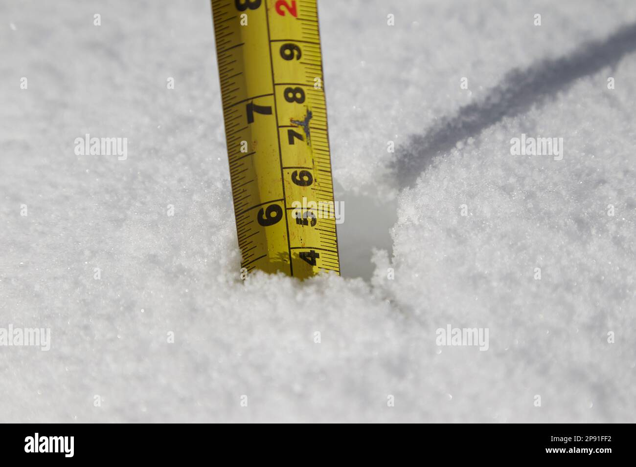 almost 6 inches or 15 cm of snow fell overnight during heavy snowfall in winter newtownabbey northern ireland uk 10th march 2023 Stock Photo