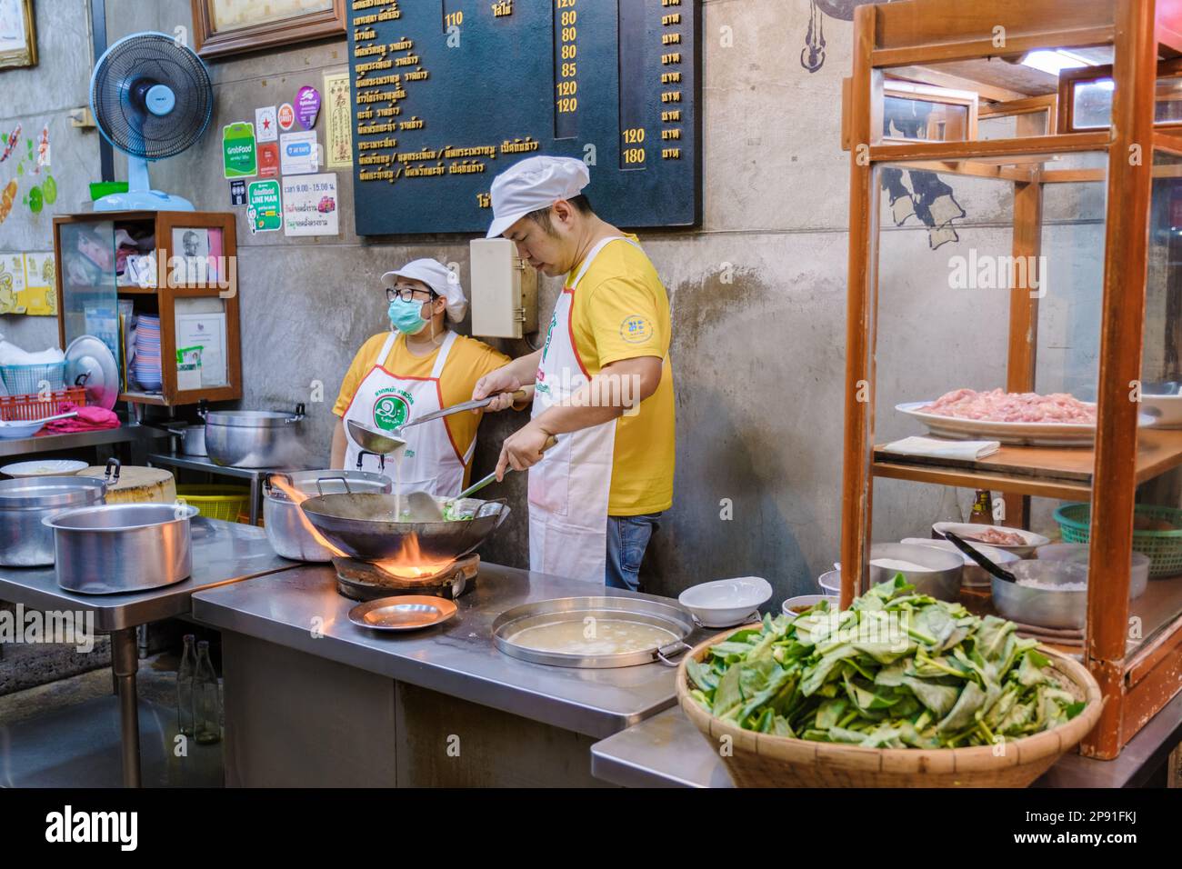 Bangkok Ratchawat Thailand people prepare Thai street food at a food