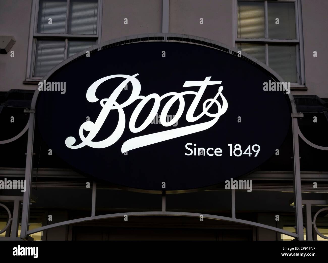 Illuminated Boots chemist shop sign Carlton centre outer ring road Lincoln Stock Photo Alamy