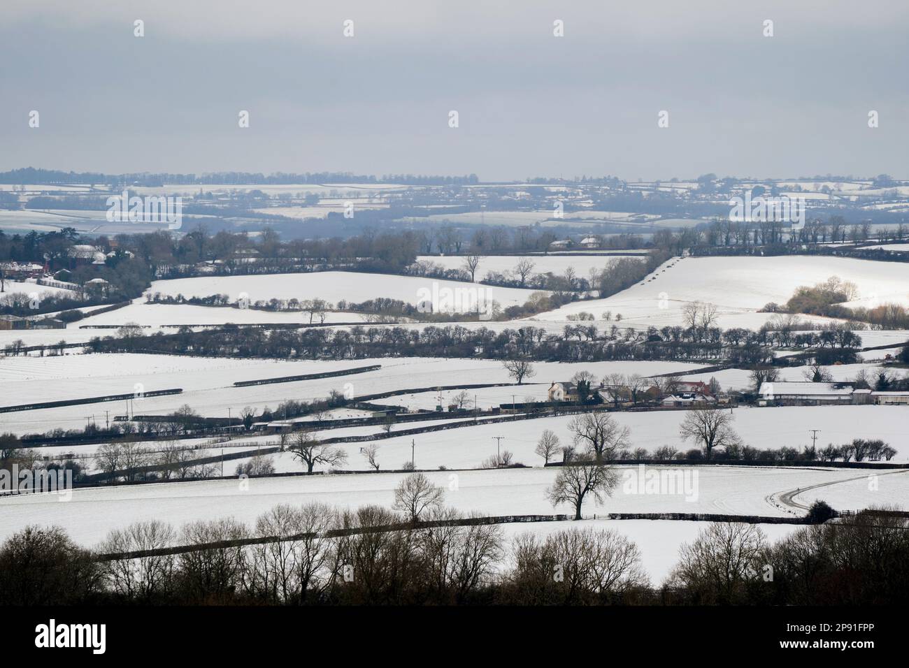 Snow covered fields looking out from TiltonontheHill in
