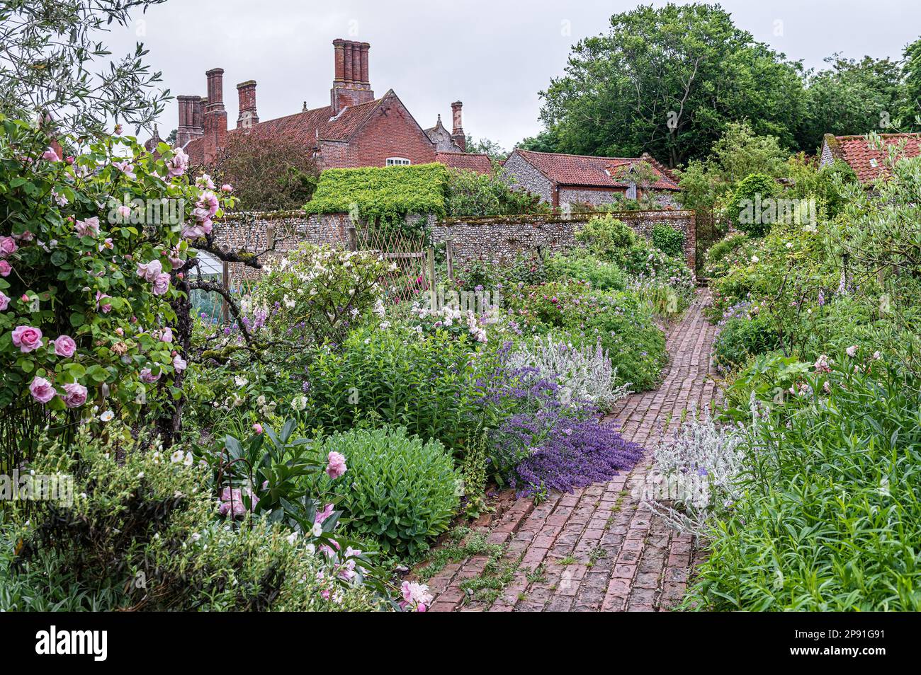 Kitchen garden at Wiveton Hall 17th century Jacobean manor house, Norfolk, UK Stock Photo