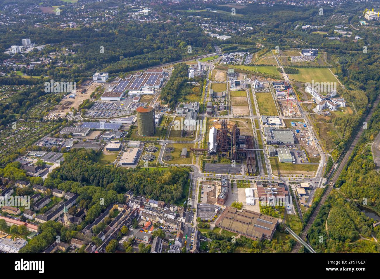 PhoenixWest Areal and HoeschGasometer as well as Wilo Park, BMW Dortmund Branch, INTECH Die