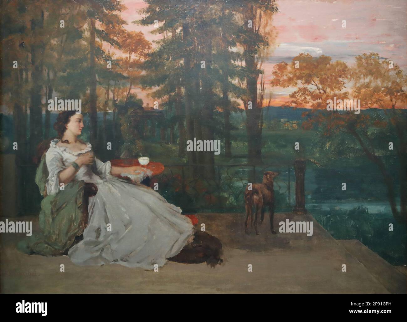 Die Dame auf der Terrasse by French painter Gustave Courbet at the  Wallraf-Richartz Museum, Cologne, Germany Stock Photo
