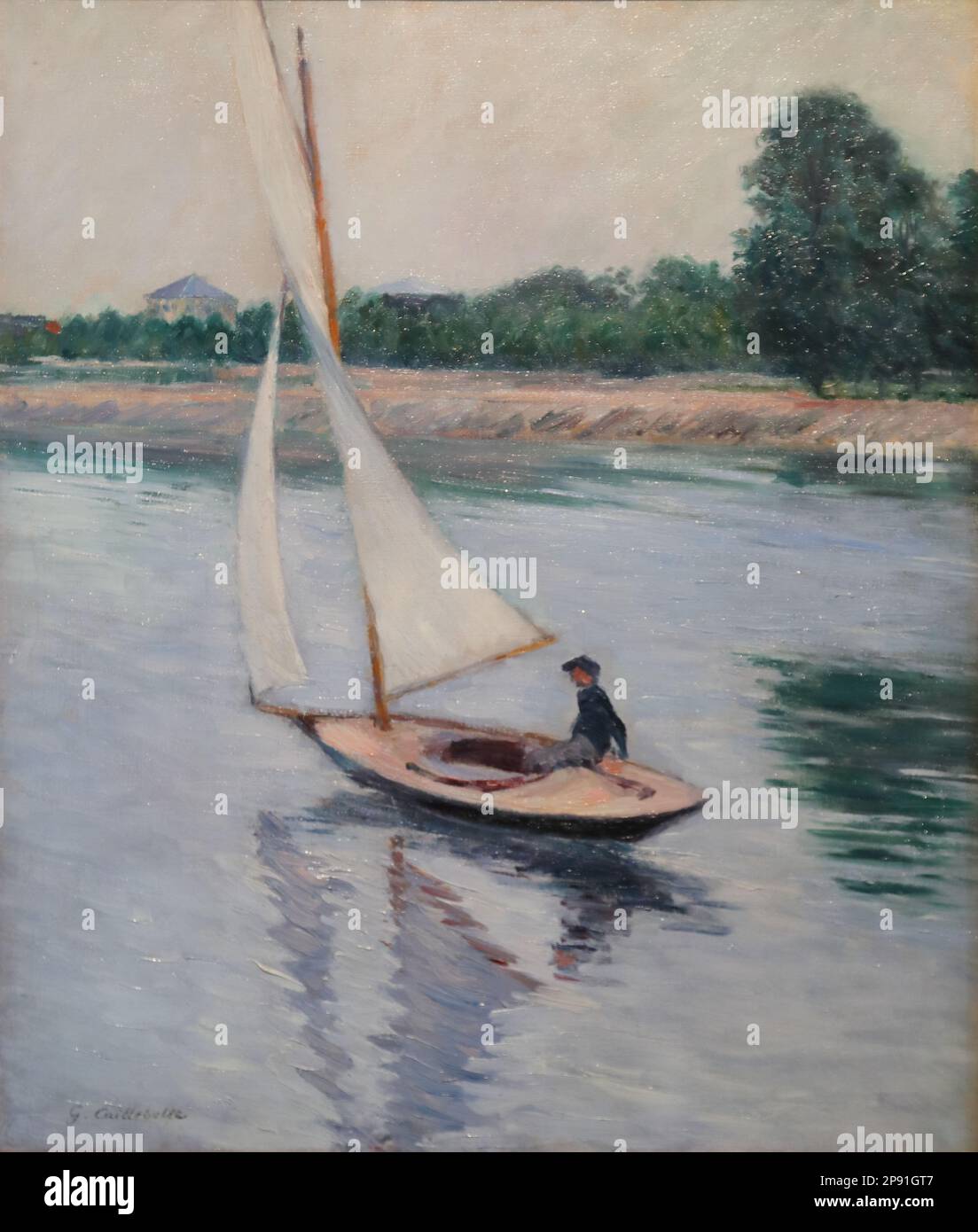 Sailboat on the Seine at Argenteuil (Segelboot auf der Seine bei Argenteuil) by French Impressionist painter Gustave Caillebotte at the Wallraf-Richartz Museum, Cologne, Germany Stock Photo