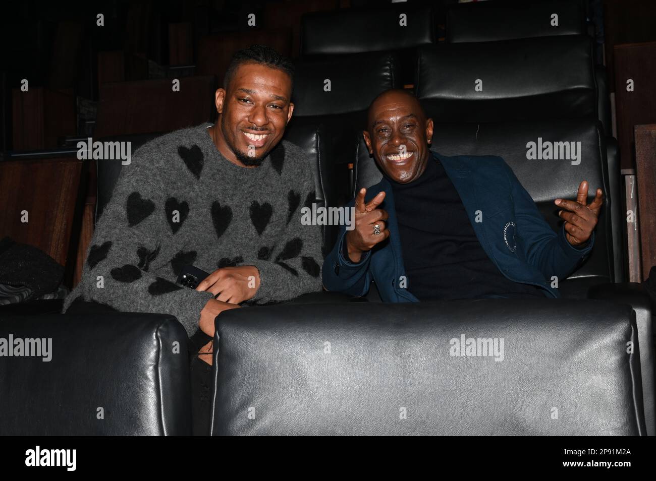 London, UK. 9th March 2023. Chef Andre and MC DT inside Vue cinema to watch Scream VI at White City, WestfieldLi/Picture Capital/Alamy Live NewsCredit:See Li/Picture Capital/Alamy Live NewsCredit:See Li/Picture Capital/Alamy Live News Stock Photo