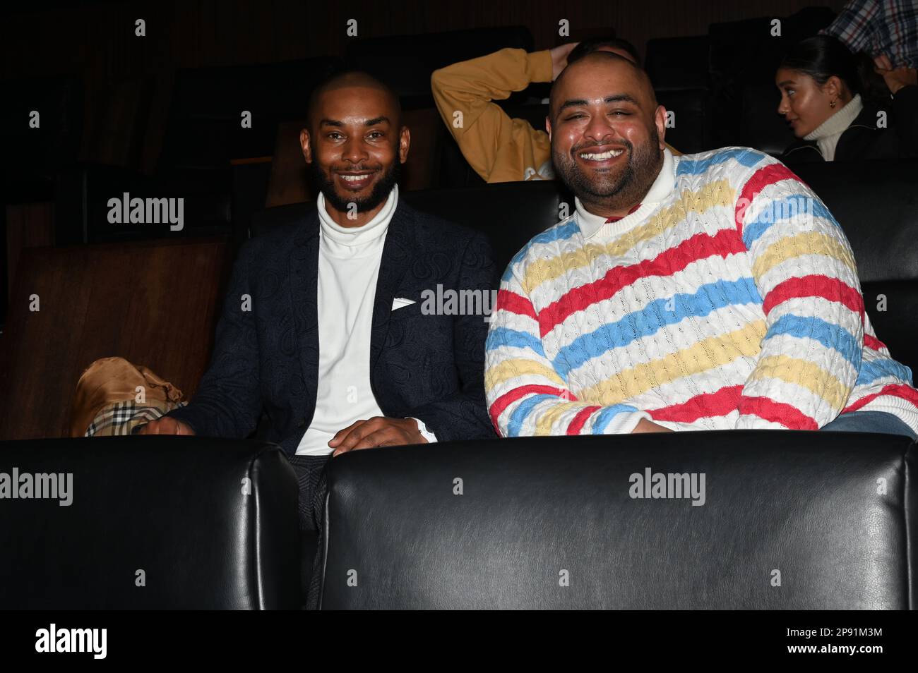 London, UK. 9th March 2023. Chef Andre and SugaPuff inside Vue cinema to watch Scream VI at White City, WestfieldLi/Picture Capital/Alamy Live NewsCredit:See Li/Picture Capital/Alamy Live NewsCredit:See Li/Picture Capital/Alamy Live News Stock Photo