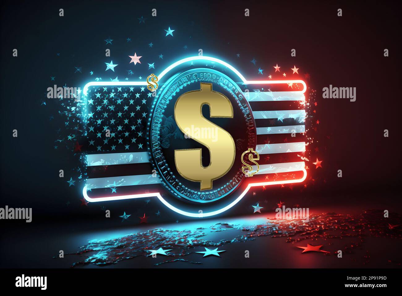 USA Digital dollar and CBDC concept. Digital and technological