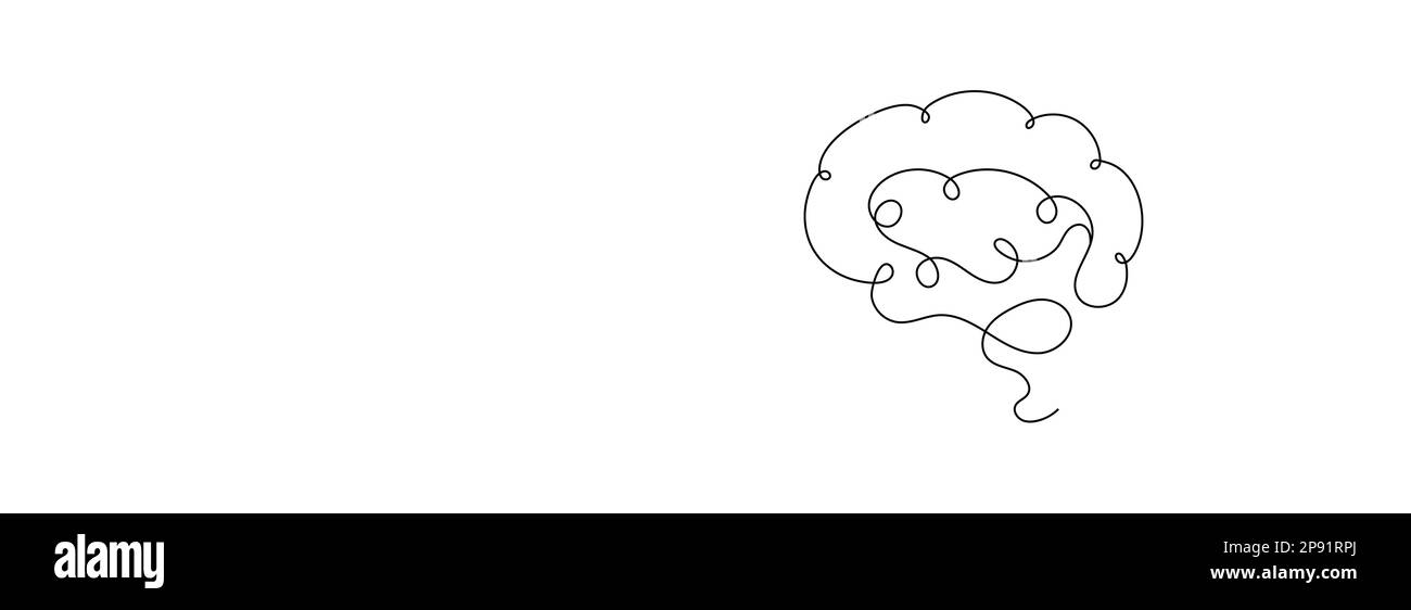 Brain One Line Design One line brain design silhouette.Logo design. Hand drawn minimalism ...