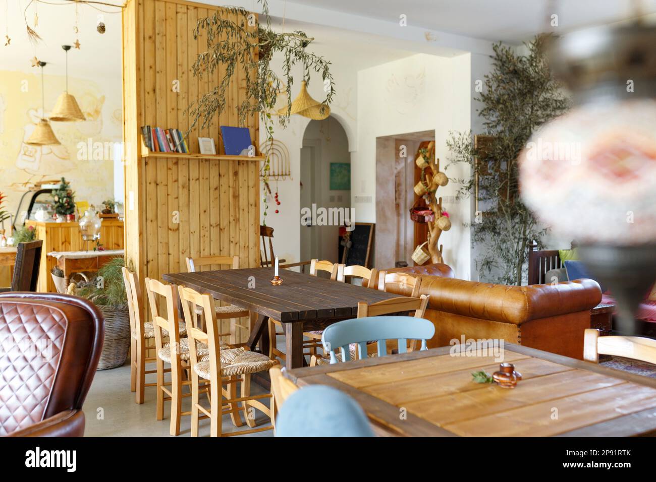 Scandinavian interior style,cozy cafe place, natural light from window