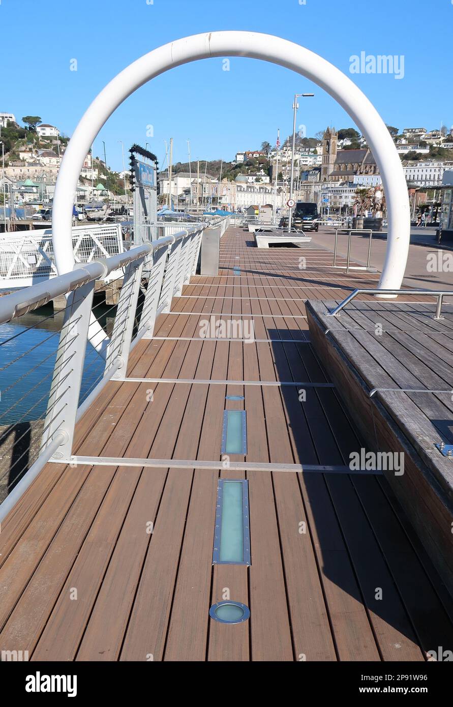 Morse code lights on the wooden decking at Beacon Quay, Torquay ...