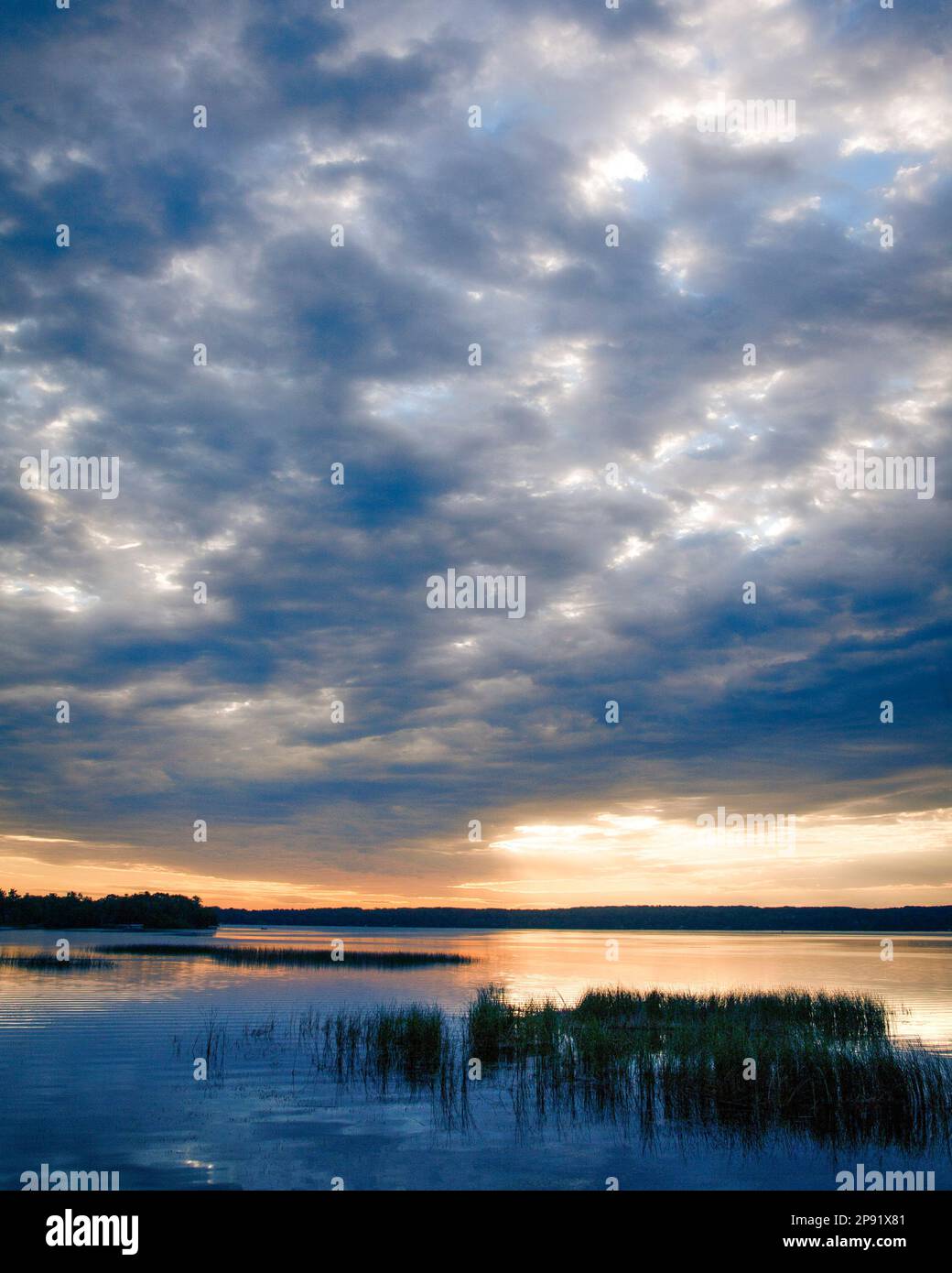 Early morning over a Minnesota lake. Stock Photo
